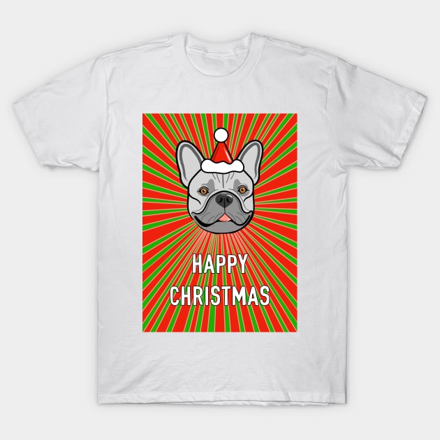 Frenchie Dog Christmas Greeting T-Shirt by AdamRegester